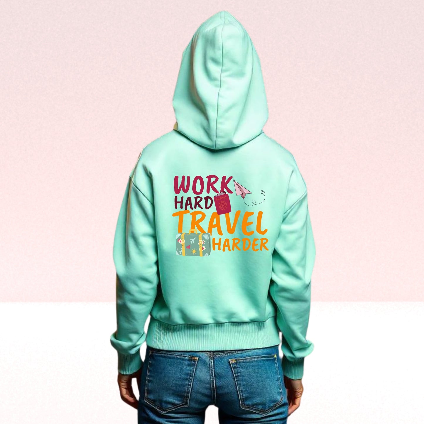 Work Hard Travel Harder Cropped Hoodie