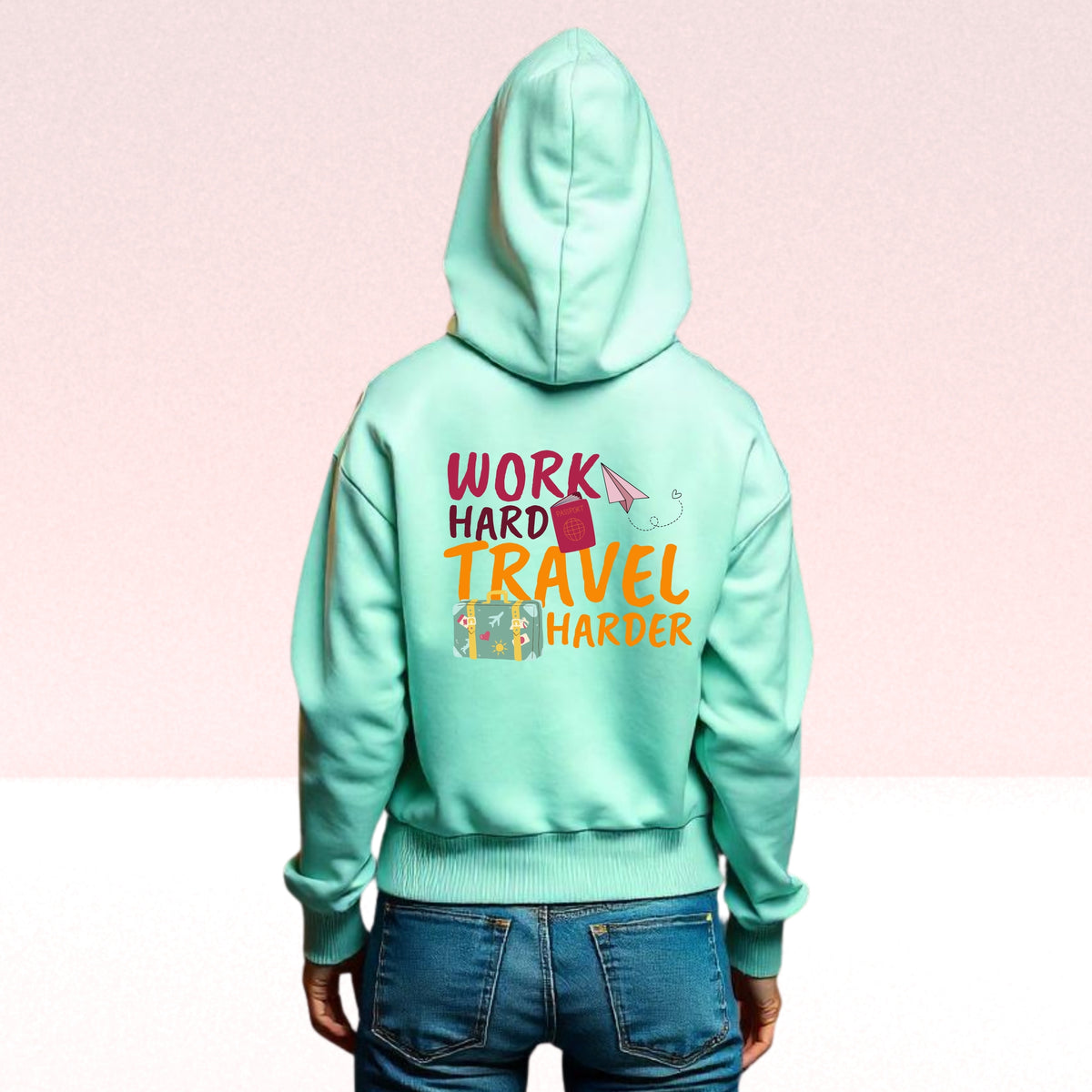 Work Hard Travel Harder Cropped Hoodie
