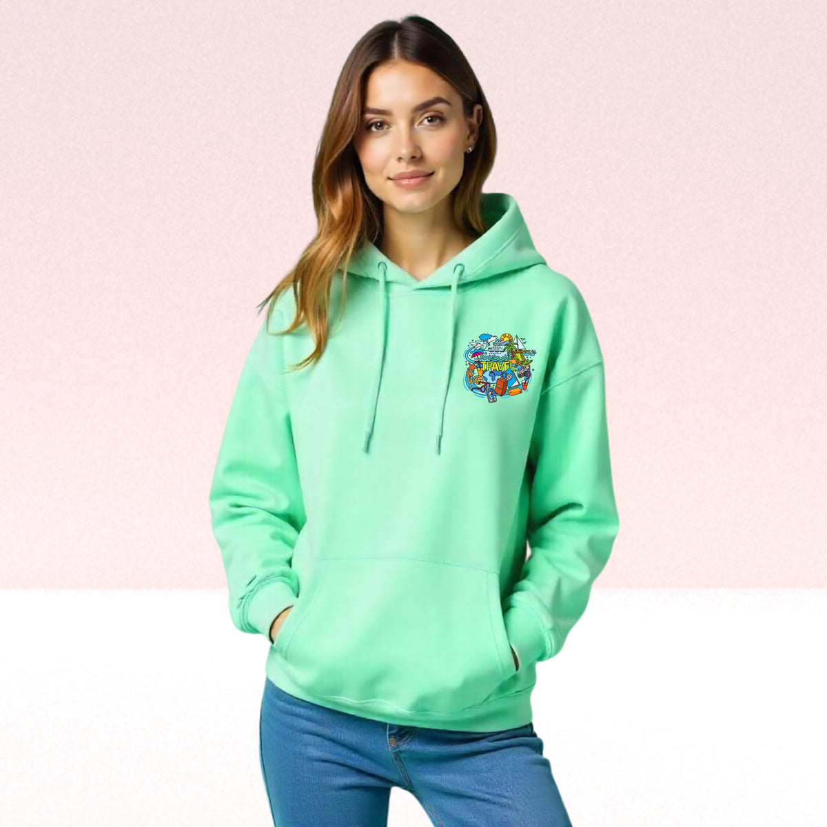 Work Hard Travel Harder Cropped Hoodie